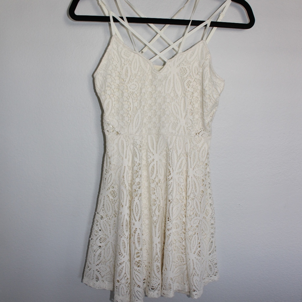 FREE PEOPLE Cream Lace Dress, size: XS